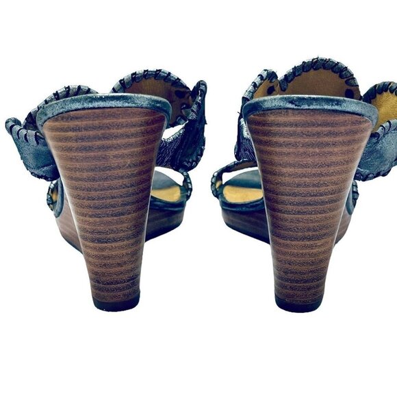 JACK ROGERS Luccia Slide Sandals‎ Silver Grey Metallic Women's Size 10M Wedges - Picture 7 of 13